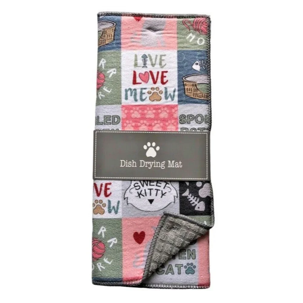 Spoiled Cat Dish Drying Mat Super Absorbent Kitten Kitty 15x20 Pet Lover Meow